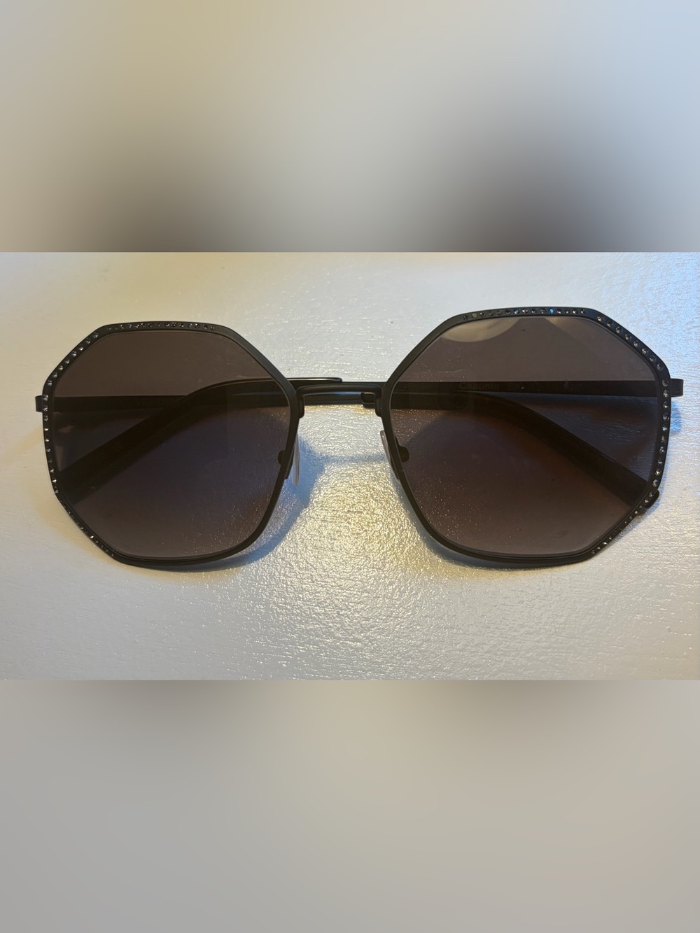 Vera Wang Chaunte Sunglasses, Matte Black with Rhinestone Trim (No Case)